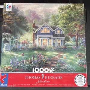 Thomas Kinkade Studio Cottage Puzzle with Green and Blue Hues